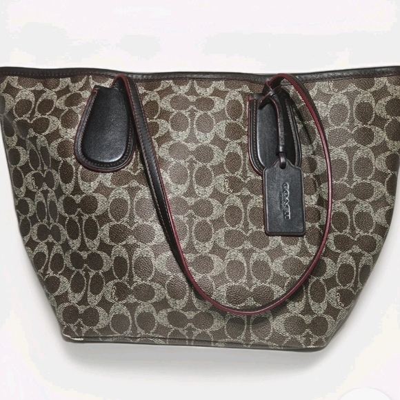 Coach Handbags - Coach Brown and Black Signature Tote